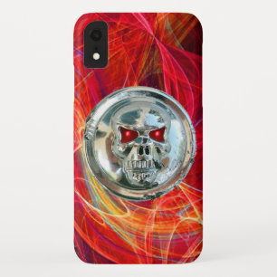 SKULL RIDERS ,Red Yellow Orange Fractal Swirls iPhone XR Case