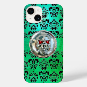 SKULL RIDERS TEAL TURQUOISE BLUE DAMASK red black Case-Mate iPhone 14 Case