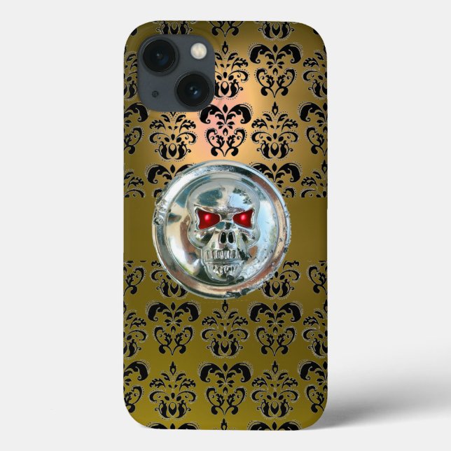 SKULL RIDERS YELLOW BLACK DAMASK  Case-Mate iPhone Case-Mate iPhone Case (Back)