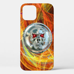 SKULL RIDERS Yellow Orange Fractal Swirls iPhone 12 Case