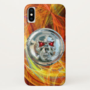 SKULL RIDERS Yellow Orange Fractal Swirls iPhone X Case