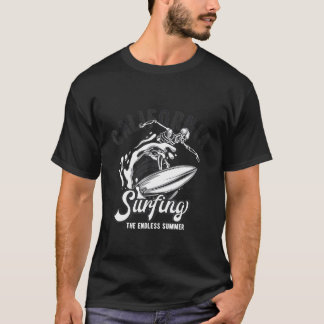 skull riding the waves California surf T-Shirt