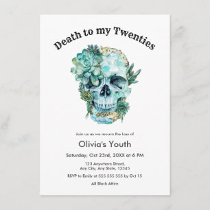 Skull RIP 20s 30th Birthday Death to my Twenties Invitation