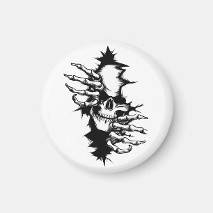 Skull Ripping Through Wall with Skeleton Hands Magnet