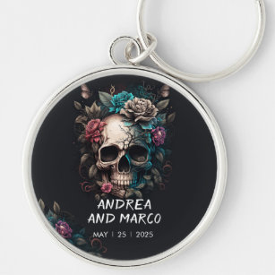 Skull Rock and Roll Gothic Wedding Favour Key Ring