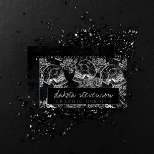 Skull Rose Chalk   Funky Gothic Grunge Branding Business Card