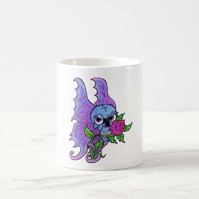 Skull & Rose Tattoo Flash Skull Mug (Center)