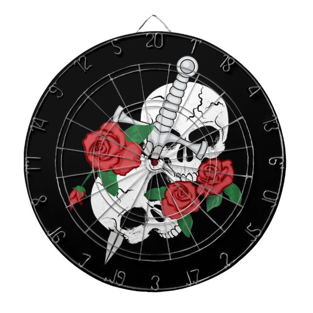 Skull, Roses and Dagger Dartboard (Front)
