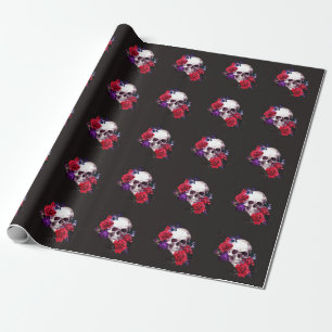 Skull & Roses: Dark Floral Watercolor. Wrapping Paper