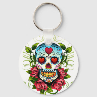 Skull Roses Key Ring