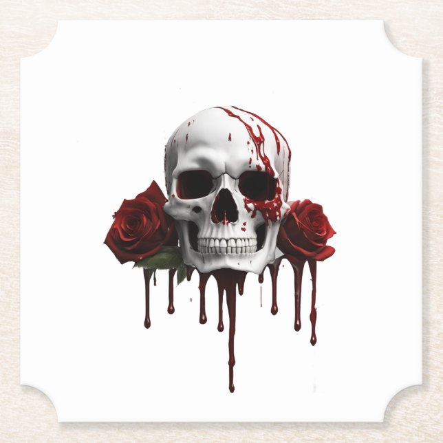 SKULL & ROSES PAPER COASTER (Front)