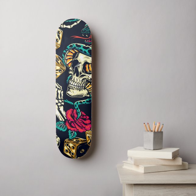 Skull & Roses Skateboard (Wall Art)