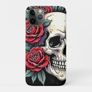 Skull Roses Tattoo Art iPhone 11 Pro Case