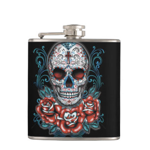 Skull & Roses Vinyl Wrapped Flask