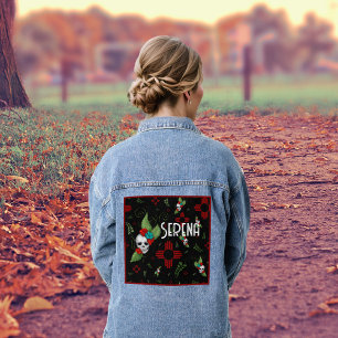 Skull Roses Zia Sun Greenery Black New Mexico Denim Jacket
