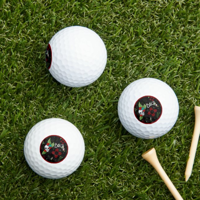 Skull Roses Zia Sun Greenery Black New Mexico Golf Balls (Insitu Grass)