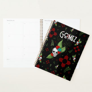 Skull Roses Zia Sun Greenery Black New Mexico Planner