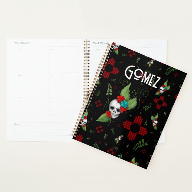 Skull Roses Zia Sun Greenery Black New Mexico Planner (Display)