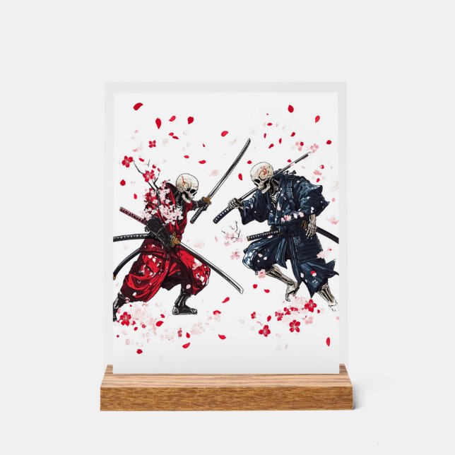 Skull Samurai Duel Acrylic Sign (Front)