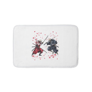 Skull Samurai Duel Bath Mat