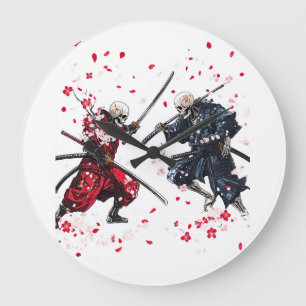 Skull Samurai Duel Large Clock