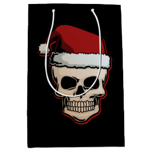 Skull Santa Claus Head Funny Xmas Holiday Gifts Medium Gift Bag