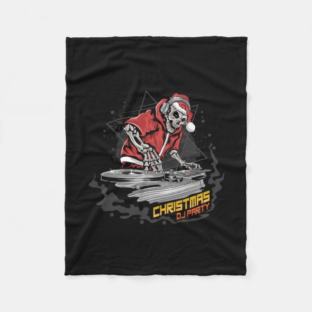 skull santa claus with christmas jacket and hat at fleece blanket (Front)