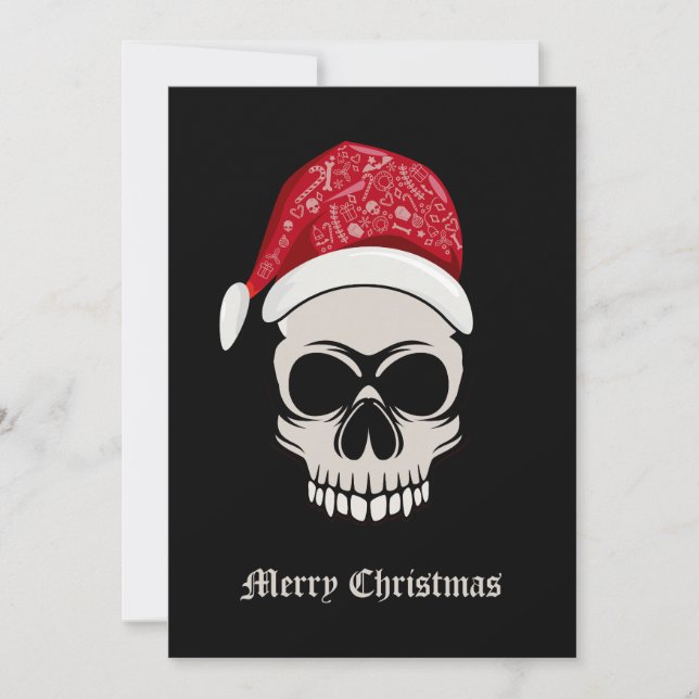 Skull Santa Merry Christmas Holiday Card (Front)