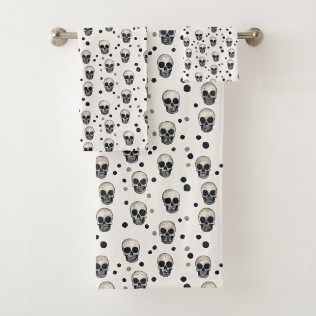 Skull Scatter – Echoes of the Unseen Bath Towel Set (Insitu)
