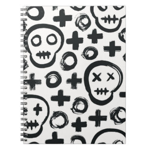 Skull seamless background. Surface decoration with Notebook