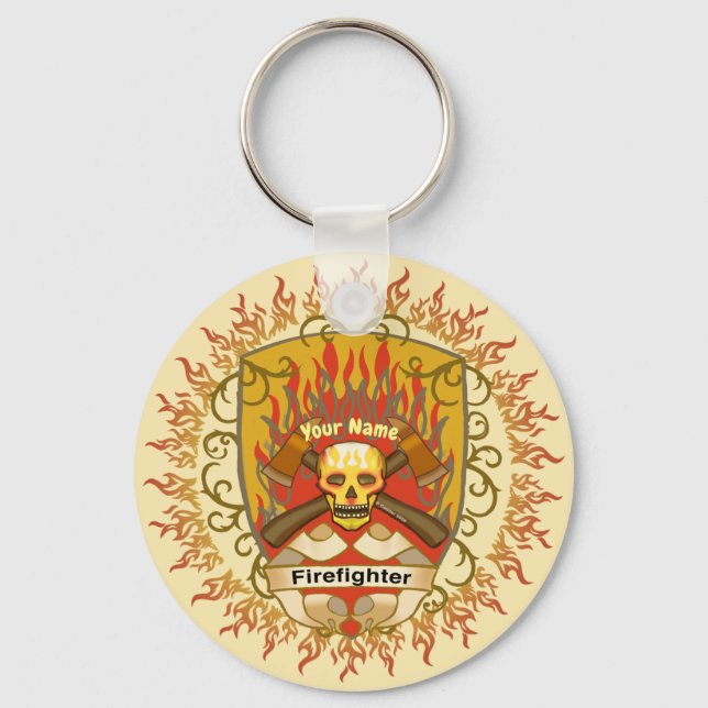 Skull Shield Firefighter  Key Ring (Front)