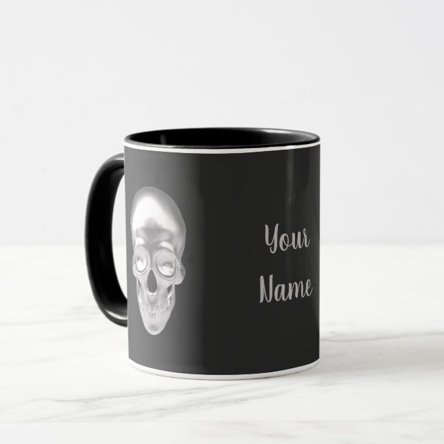 Skull, silver 3D effect - Mug (Front Left)