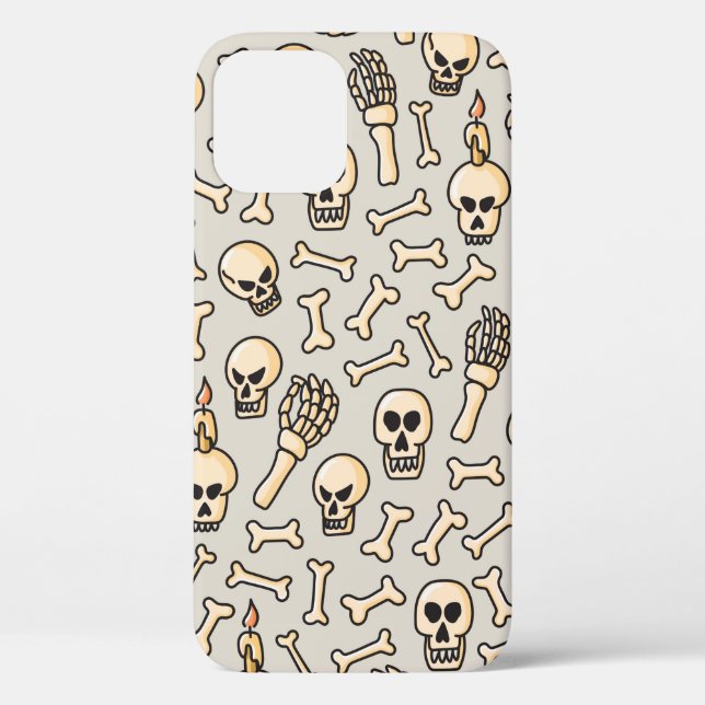 Skull, skeleton and bones seamless pattern hand dr Case-Mate iPhone case (Back)