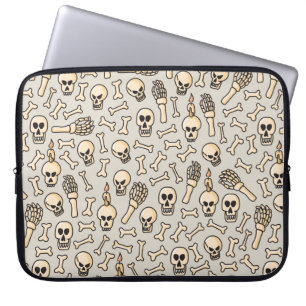 Skull, skeleton and bones seamless pattern hand dr laptop sleeve