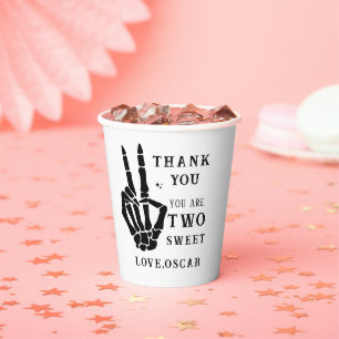 Skull Skeleton Bad to the Bone 2nd Birthday Paper Cups