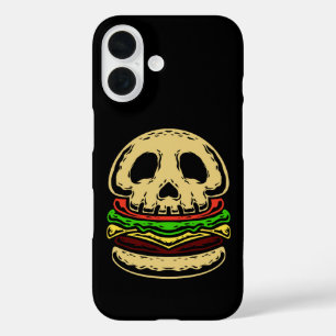skull skeleton death spooky creepy burger  iPhone 16 case