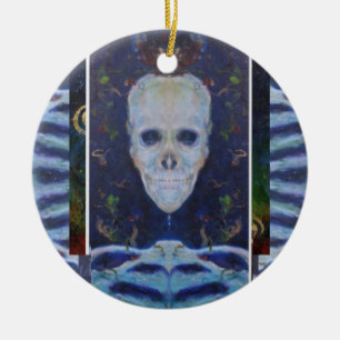 Skull Skeleton Halloween Maureen Girard Spooky  Ceramic Tree Decoration