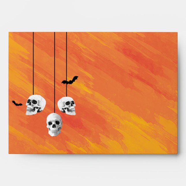 Skull Skeleton Halloween Party Freaky Night Envelope (Front)