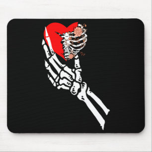 Skull Skeleton Hand Holding Red Heart Love Valenti Mouse Mat