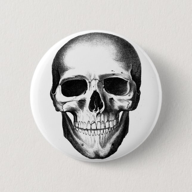 Skull Skeleton Head Scary Creepy Halloween 6 Cm Round Badge (Front)