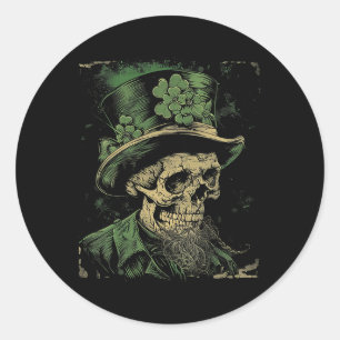 Skull Skeleton - Leprechaun St. Patrick's Day Sain Classic Round Sticker