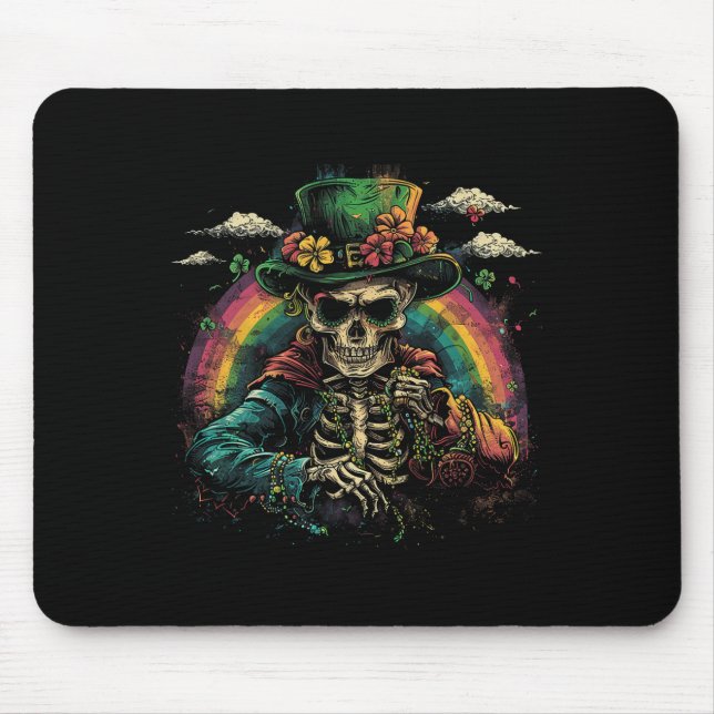 Skull Skeleton - Leprechaun St. Patrick's Day Sain Mouse Mat (Front)