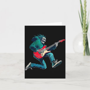 Skull Skeleton Playing Guitar Star Rock Roll Music Card