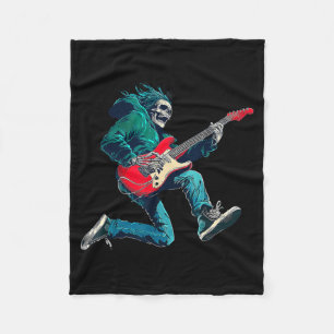Skull Skeleton Playing Guitar Star Rock Roll Music Fleece Blanket