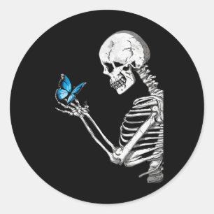 Skull Skeleton Retro Halloween Classic Round Sticker