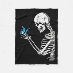 Skull Skeleton Retro Halloween Fleece Blanket
