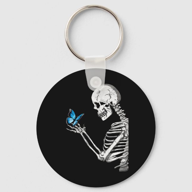 Skull Skeleton Retro Halloween  Key Ring (Front)