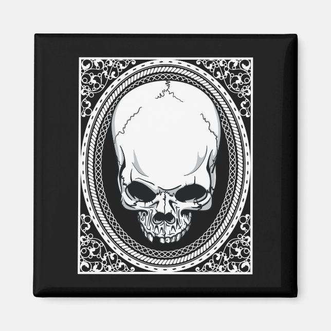Skull ~ Skeleton Skulls Gothic Black Magnet (Front)