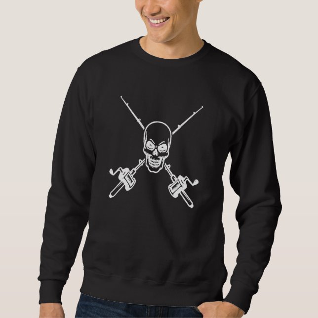 Skull Skeleton With Fish-Rod Meme For Fisher Sweatshirt (Front)