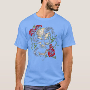 Skull Skeleton With Snake and Flower T-Shirt